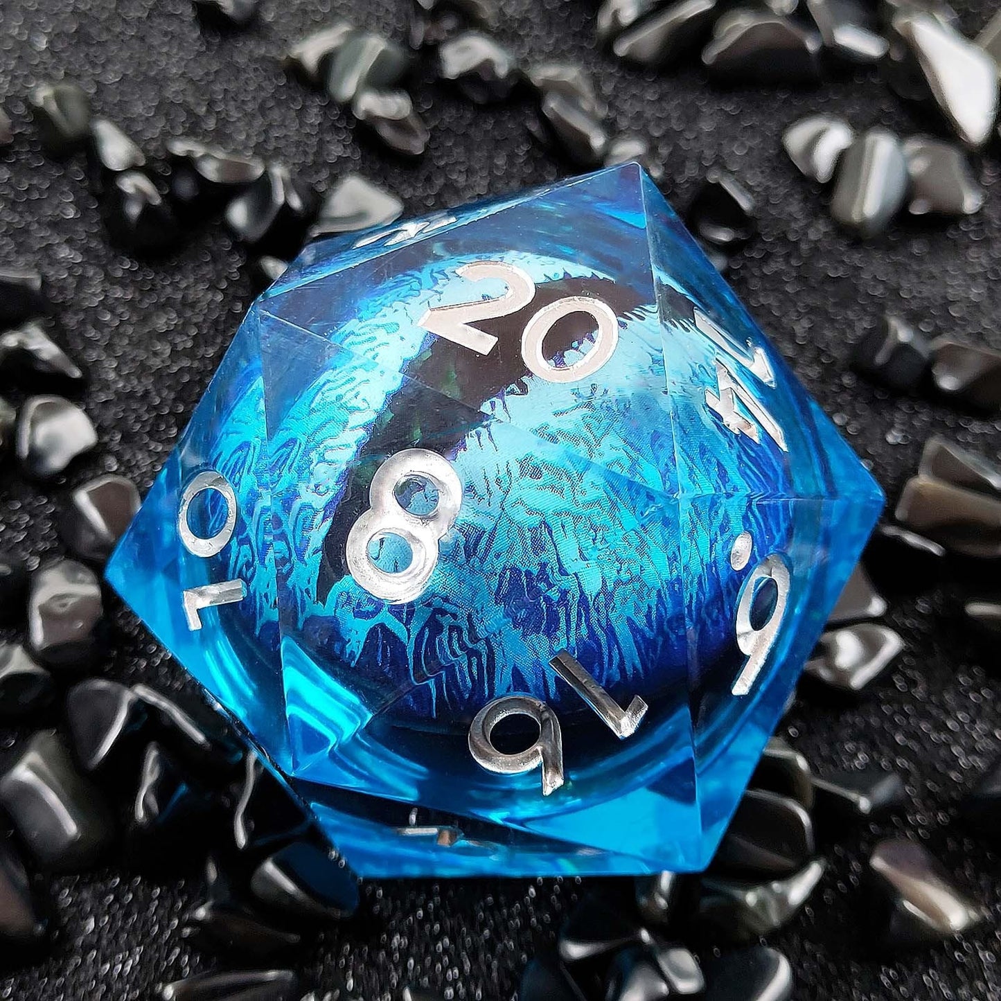 Resin Dice 55mm Resin Drifting Sand Dragon's Eye Design d20 DnD D&D Dice Set