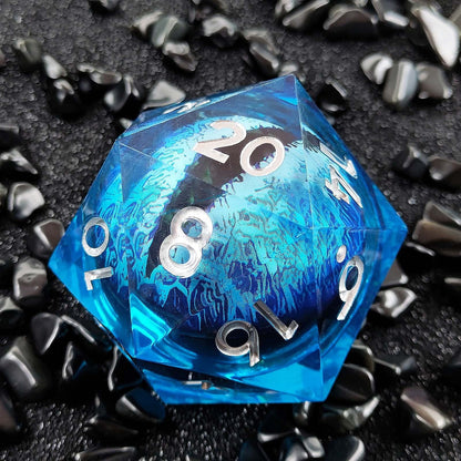 Resin Dice 55mm Resin Drifting Sand Dragon's Eye Design d20 DnD D&D Dice Set