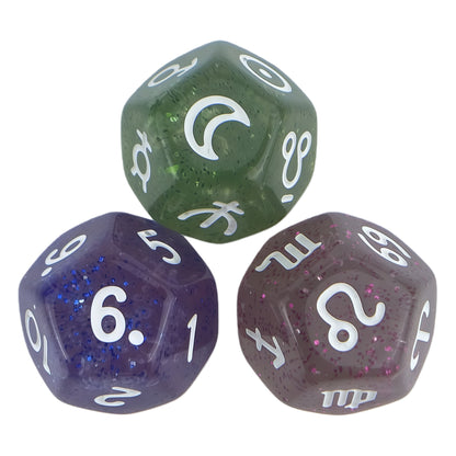 Acrylic Dice ‌12-Zodiac Polyhedral DnD D&D Dice Set