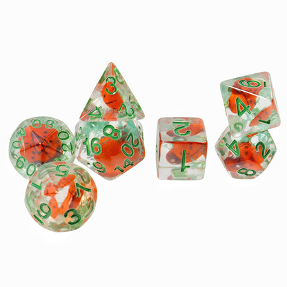Resin Dice Cartoonish Mushroom-Snail-Beetle Resin Dice with Core DnD D&D Dice Set