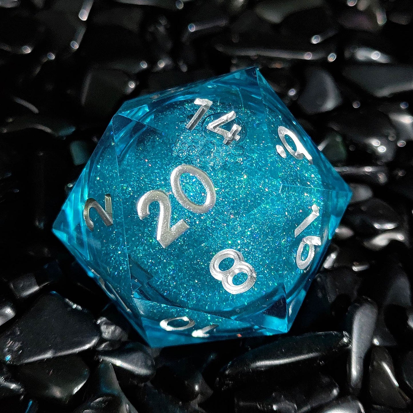Resin Dice ‌35mm Resin Liquid Core D20 with Glitter‌ DnD D&D Dice Set