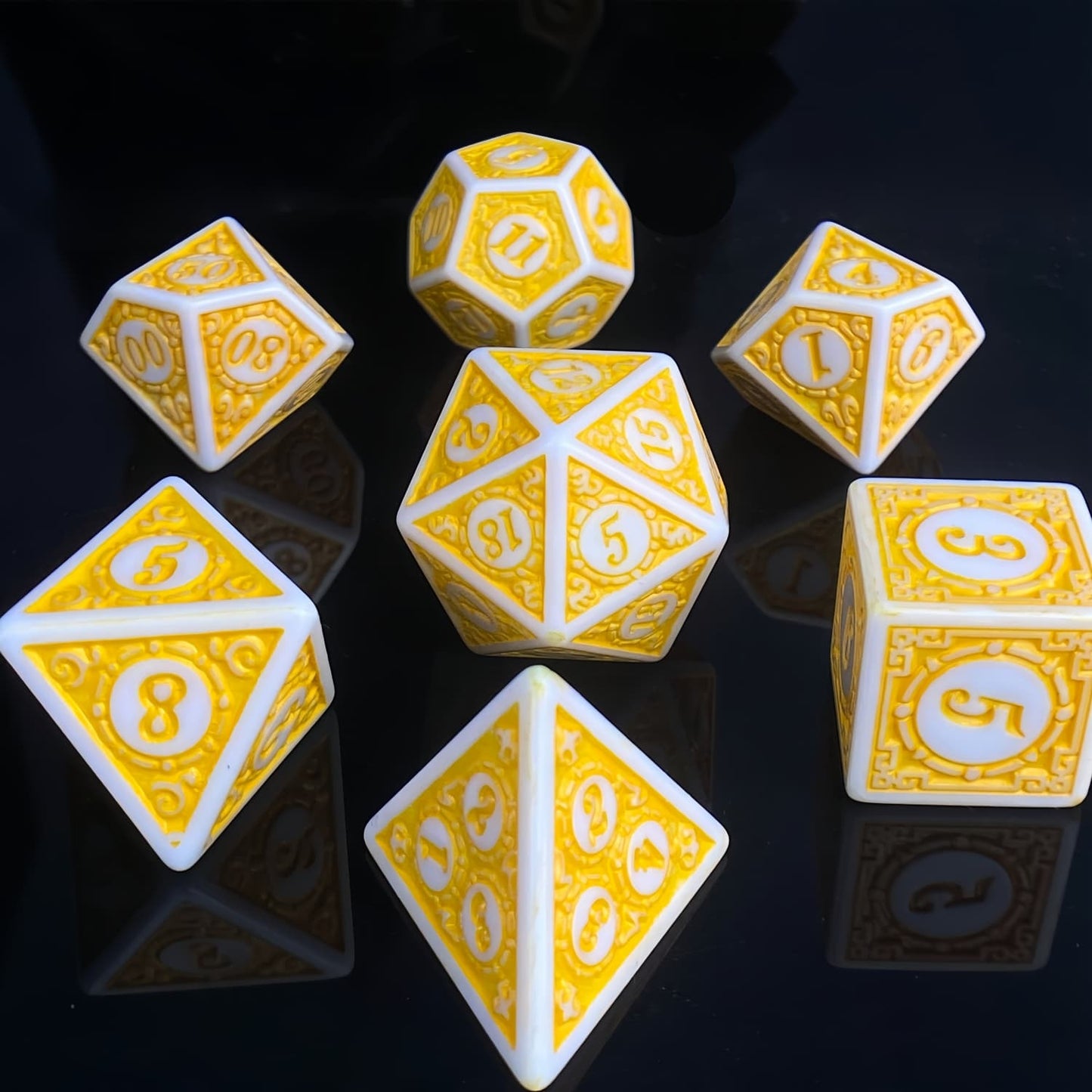 Acrylic Dice Antique Pattern Polyhedral DnD D&D Dice Set