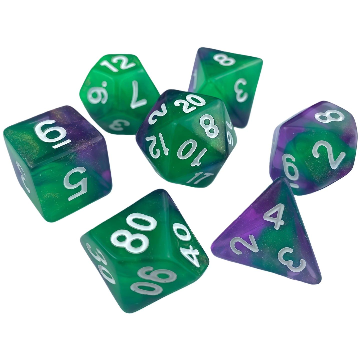 Dés acryliques bicolores à paillettes transparentes polyédriques pour D&amp;D