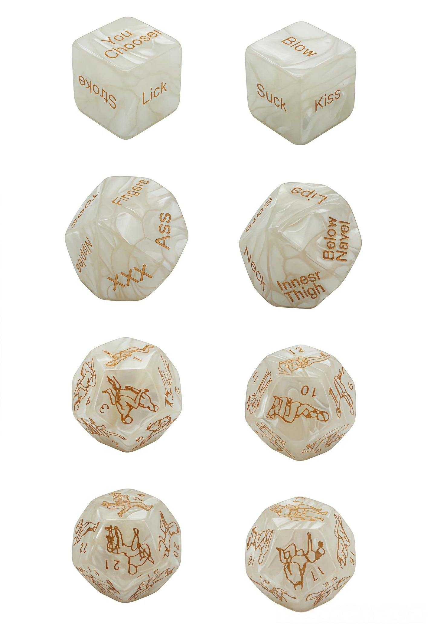 Acrylic Dice‌ Emotional Connection Polyhedron with Pearl Pattern DnD D&D Dice Set
