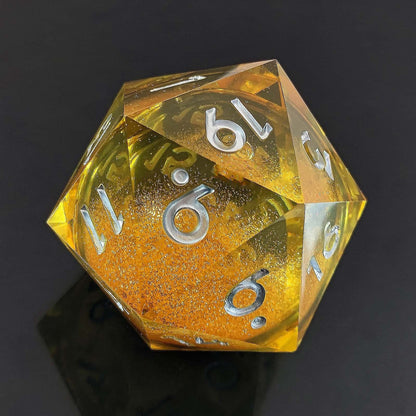 Resin Dice ‌55mm D20 Resin Dice with Glitter Liquid Core‌ DnD D&D Dice Set