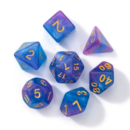 Acrylic Dice Galaxy Duo-Tone Polyhedral DnD D&D Dice Set