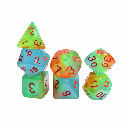Acrylic Dice ‌Glow Galaxy Tri-Shift Chameleon Polyhedral DnD D&D Dice Set