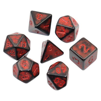 Acrylic Dice Antique Black Speckled Polyhedral DnD D&D Dice Set