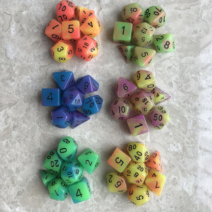 Acrylic Dice Duo-Tone Glow-in-the-Dark Polyhedral DnD D&D Dice Set