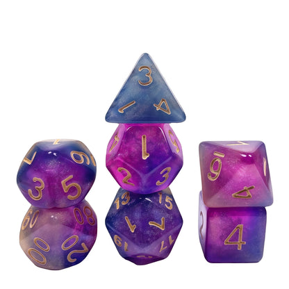 Acrylic Dice Galaxy Tri-Shift Chameleon Glitter Polyhedral DnD D&D Dice Set