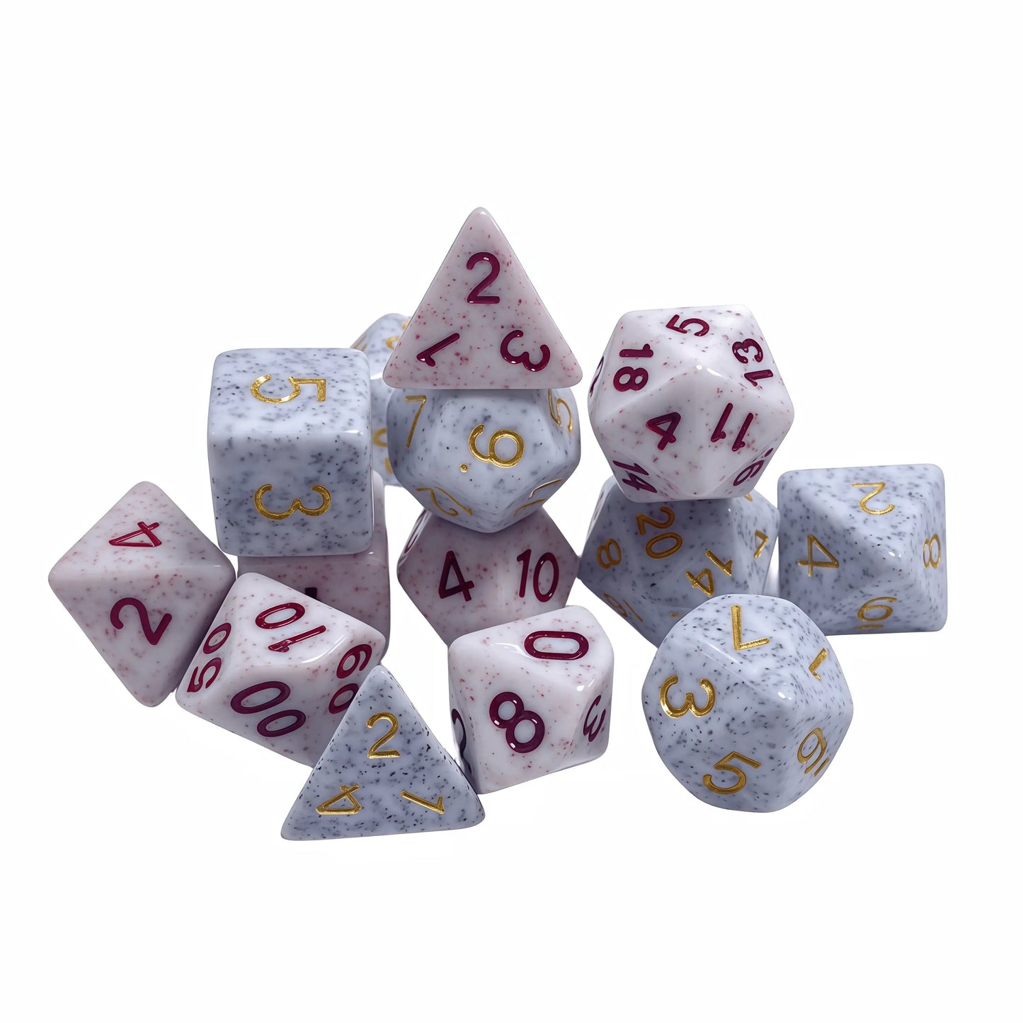 ‌Acrylic Dice Speckled Polyhedral DnD D&D Dice Set