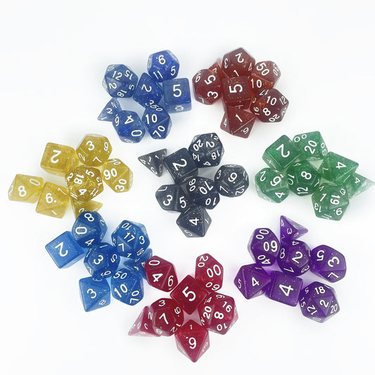 Acrylic Dicee ‌Translucent Glitter Dice DnD D&D Dice Set