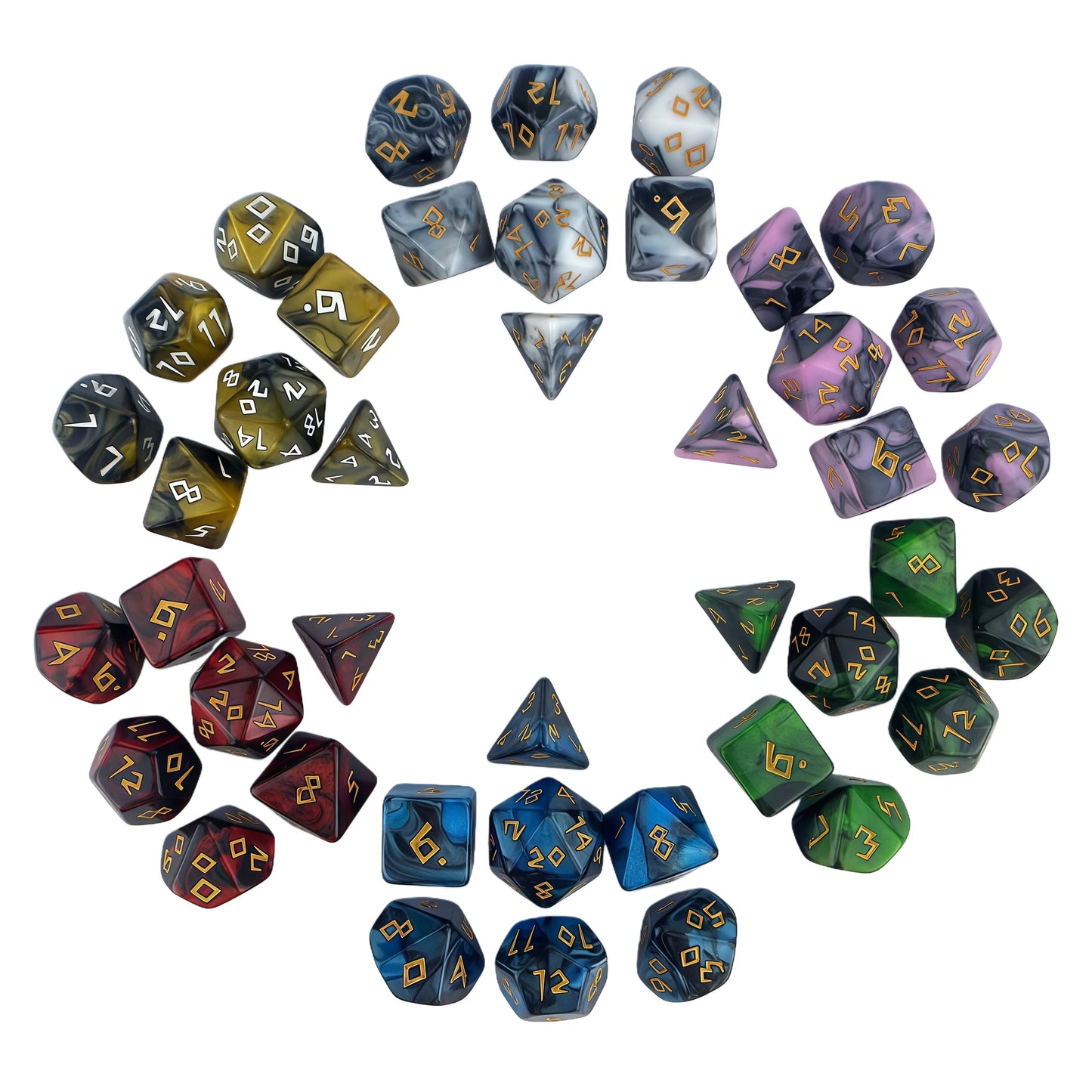 Acrylic Dice Two-Tone Polyhedral DnD D&D Dice Set