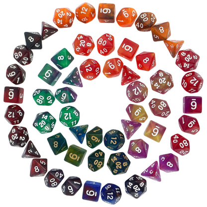 Dés acryliques bicolores à paillettes transparentes polyédriques pour D&amp;D