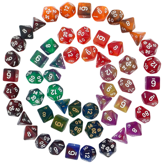 Dés acryliques bicolores à paillettes transparentes polyédriques pour D&amp;D