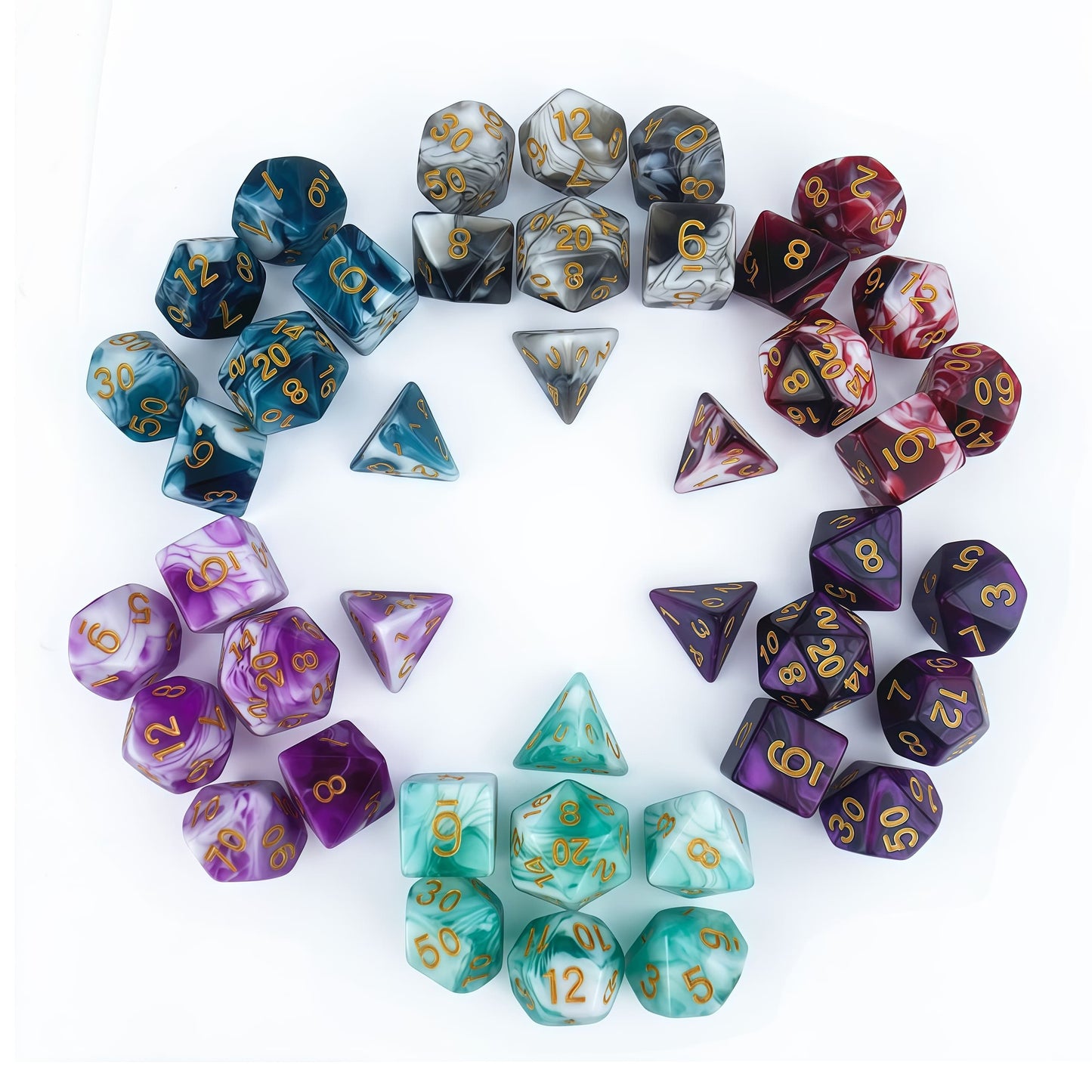 Acrylic Dice ‌Bi-color Polyhedral Dice‌ DnD D&D Dice Set