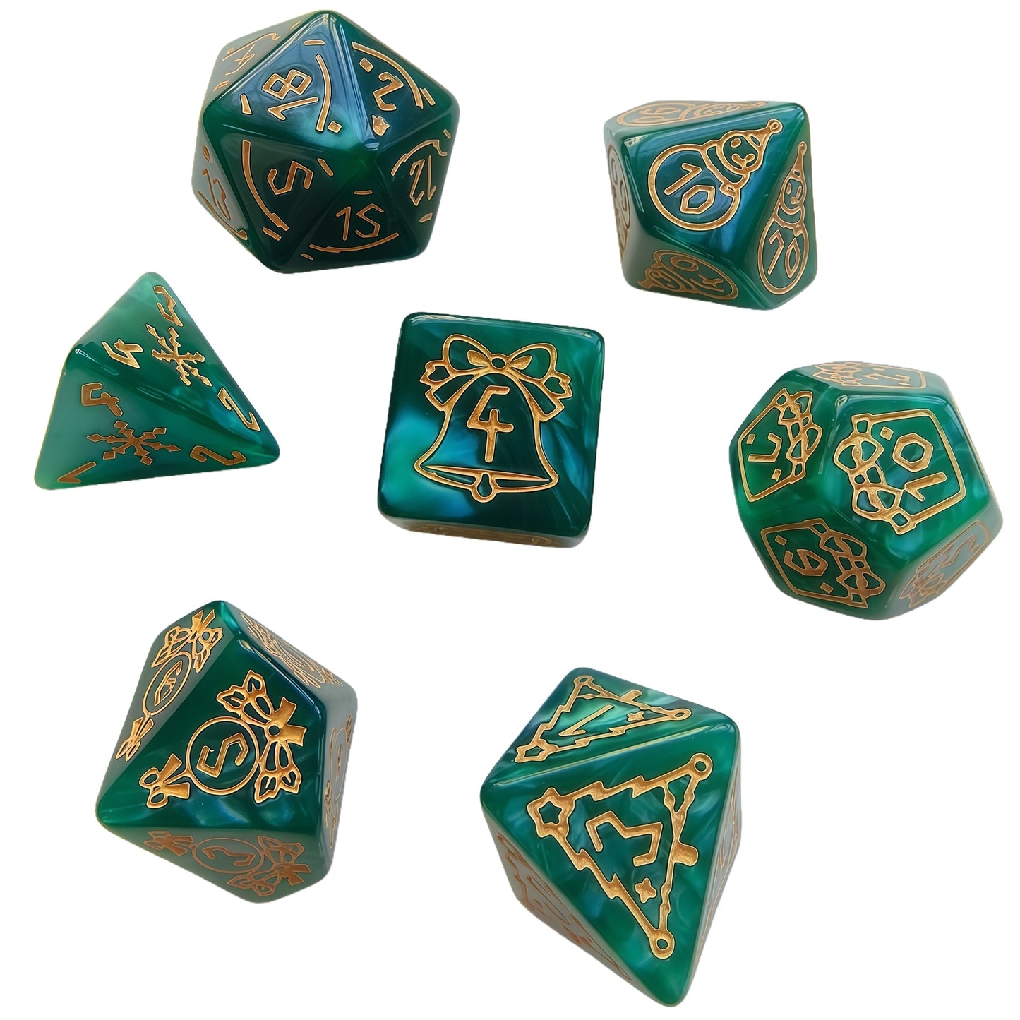 Acrylic Dice ‌‌Christmas Mother-of-Pearl Marbled Polyhedral DnD D&D Dice Set