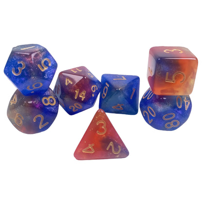Acrylic Dice Galaxy Tri-Color Shift Chameleon Polyhedral DnD D&D Dice Set