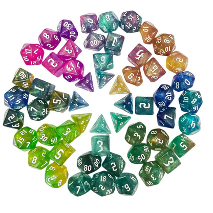 Acrylic Dice ‌New Duo-Shift Chameleon Polyhedral DnD D&D Dice Set
