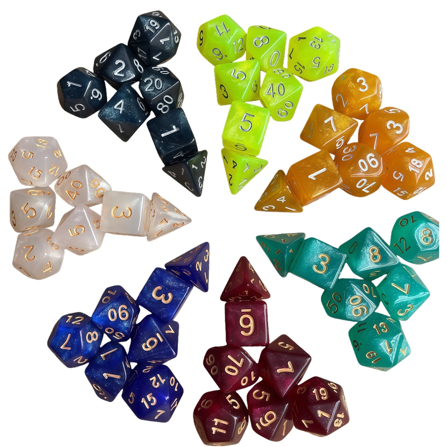 Acrylic Dice ‌Glitter Polyhedral DnD D&D Dice Set