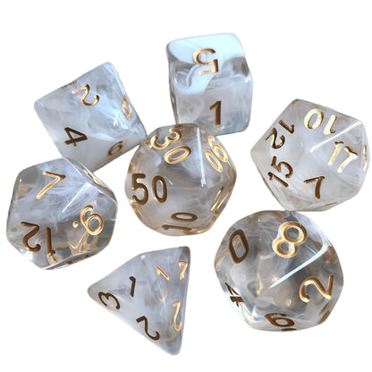 Acrylic Dice ‌Duo-Tone Crystal Wispy Polyhedral DnD D&D Dice Set