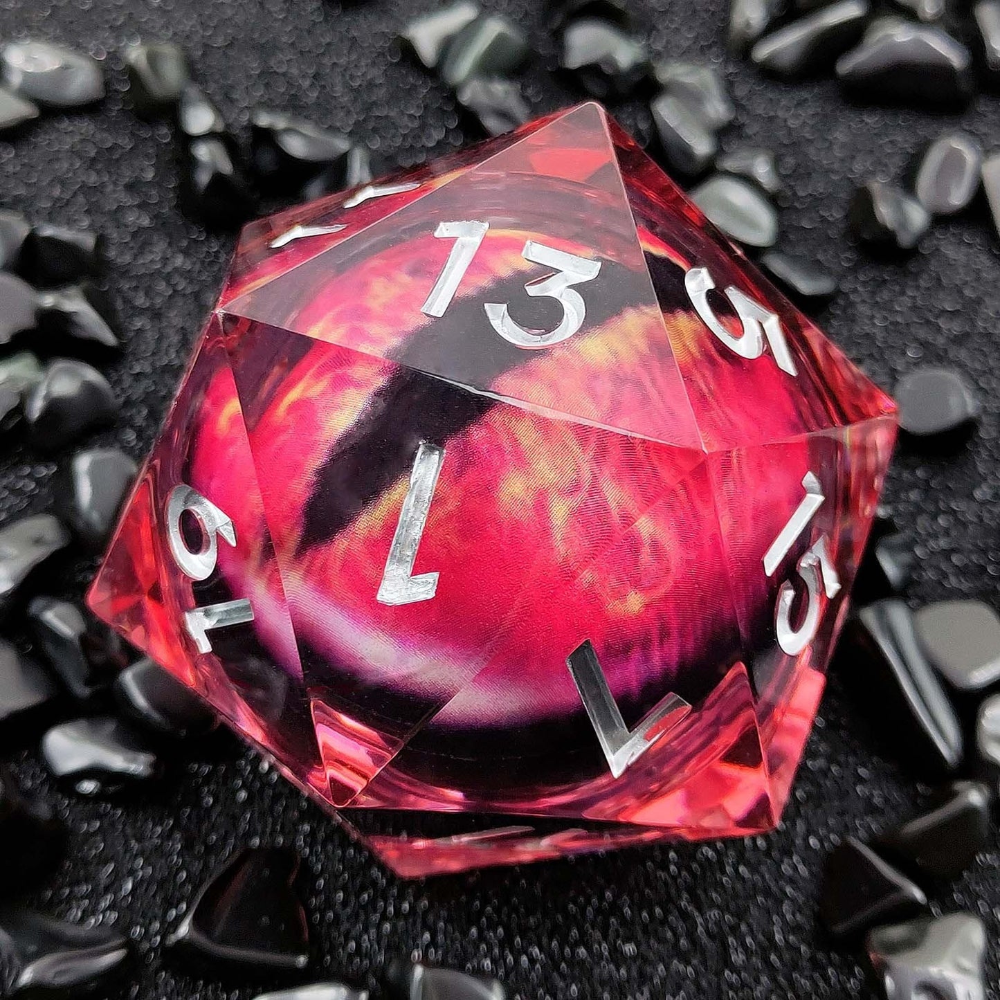 Resin Dice 55mm Resin Drifting Sand Dragon's Eye Design d20 DnD D&D Dice Set