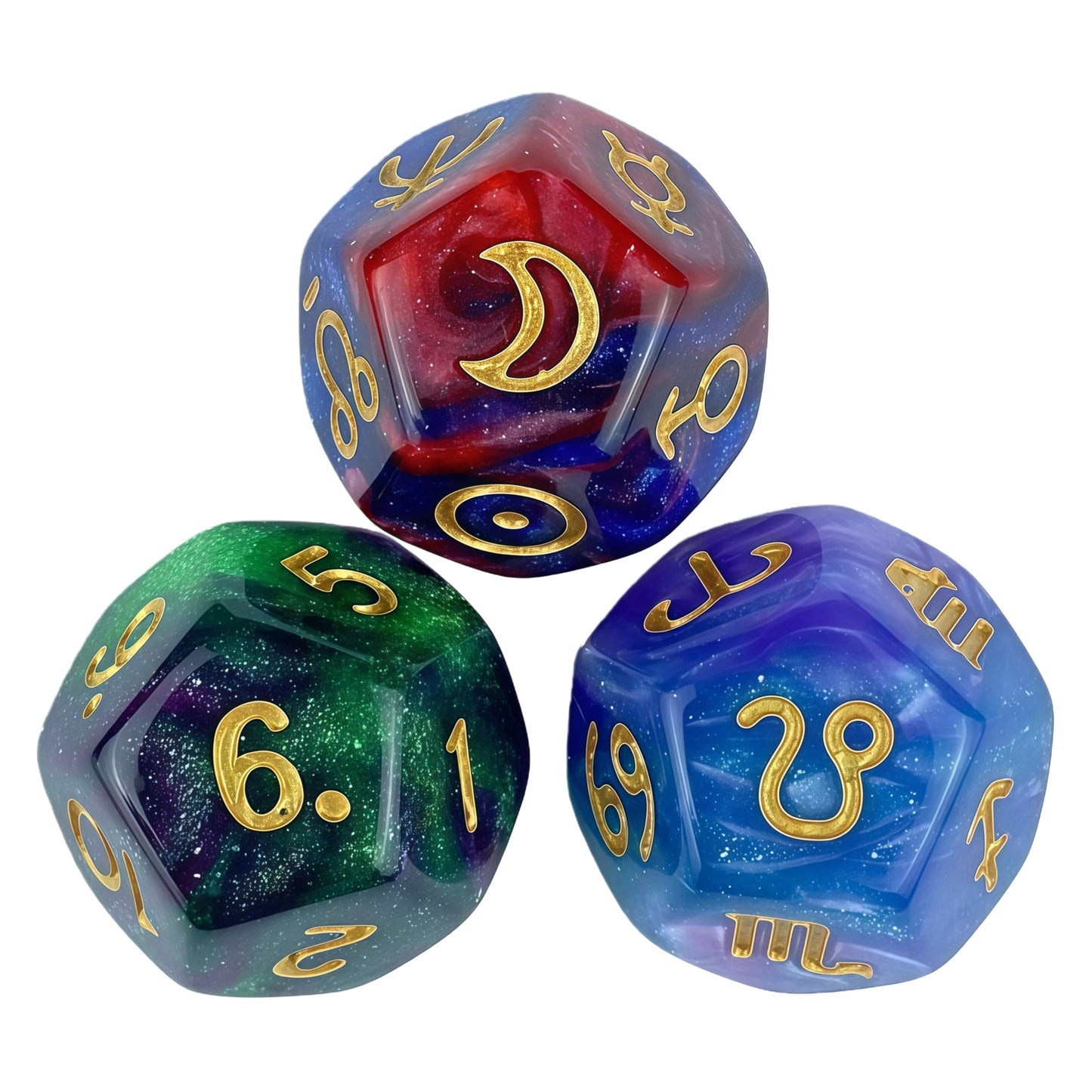 Acrylic Dice ‌12-Zodiac Polyhedral DnD D&D Dice Set