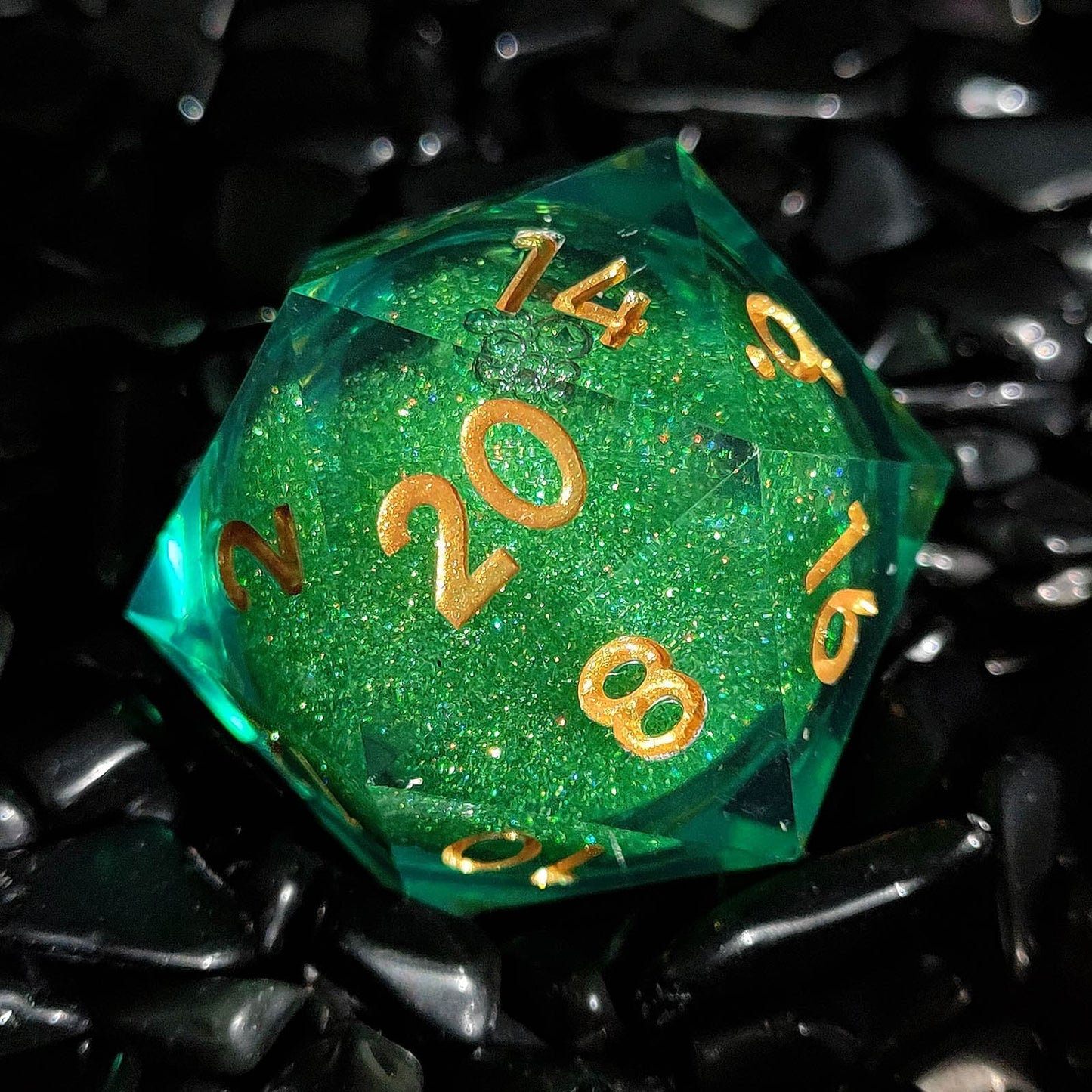 Resin Dice ‌35mm Resin Liquid Core D20 with Glitter‌ DnD D&D Dice Set