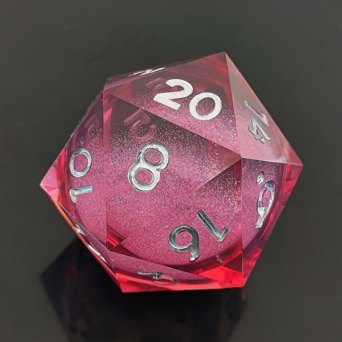 Resin Dice ‌55mm D20 Resin Dice with Glitter Liquid Core‌ DnD D&D Dice Set