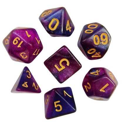 Acrylic Dice Galaxy Duo-Tone Polyhedral DnD D&D Dice Set