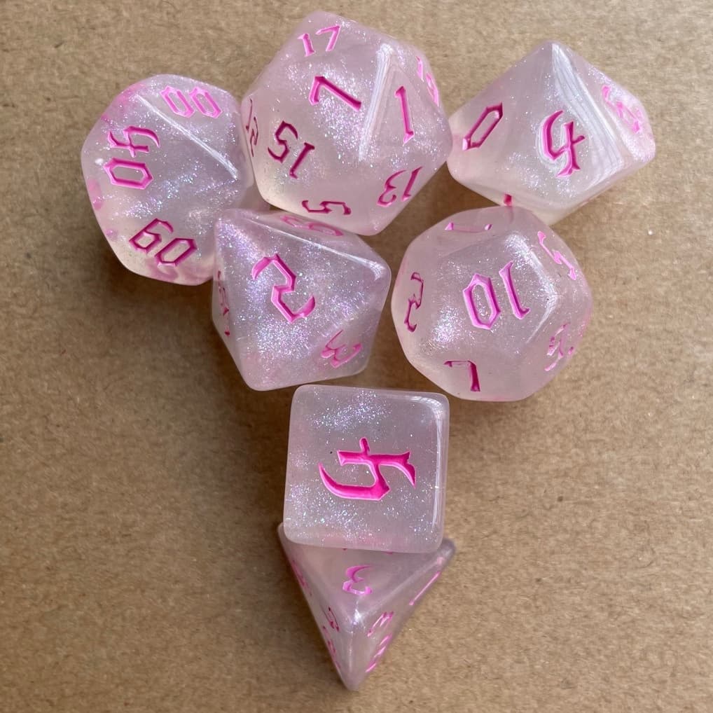 Acrylic Dice ‌White Chameleon Polyhedral DnD D&D Dice Set