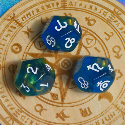 Acrylic Dice ‌D12-Sided Multi-Color Star Constellation Polyhedral DnD D&D Dice Set