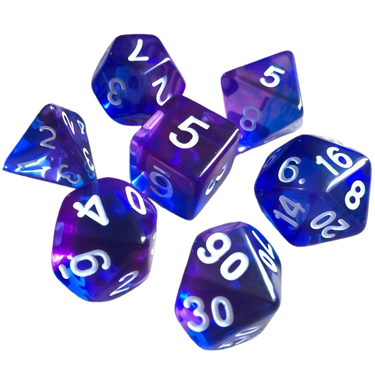 Acrylic Dice ‌Duo-Tone Crystal Wispy Polyhedral DnD D&D Dice Set