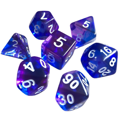 Acrylic Dice ‌Duo-Tone Crystal Wispy Polyhedral DnD D&D Dice Set