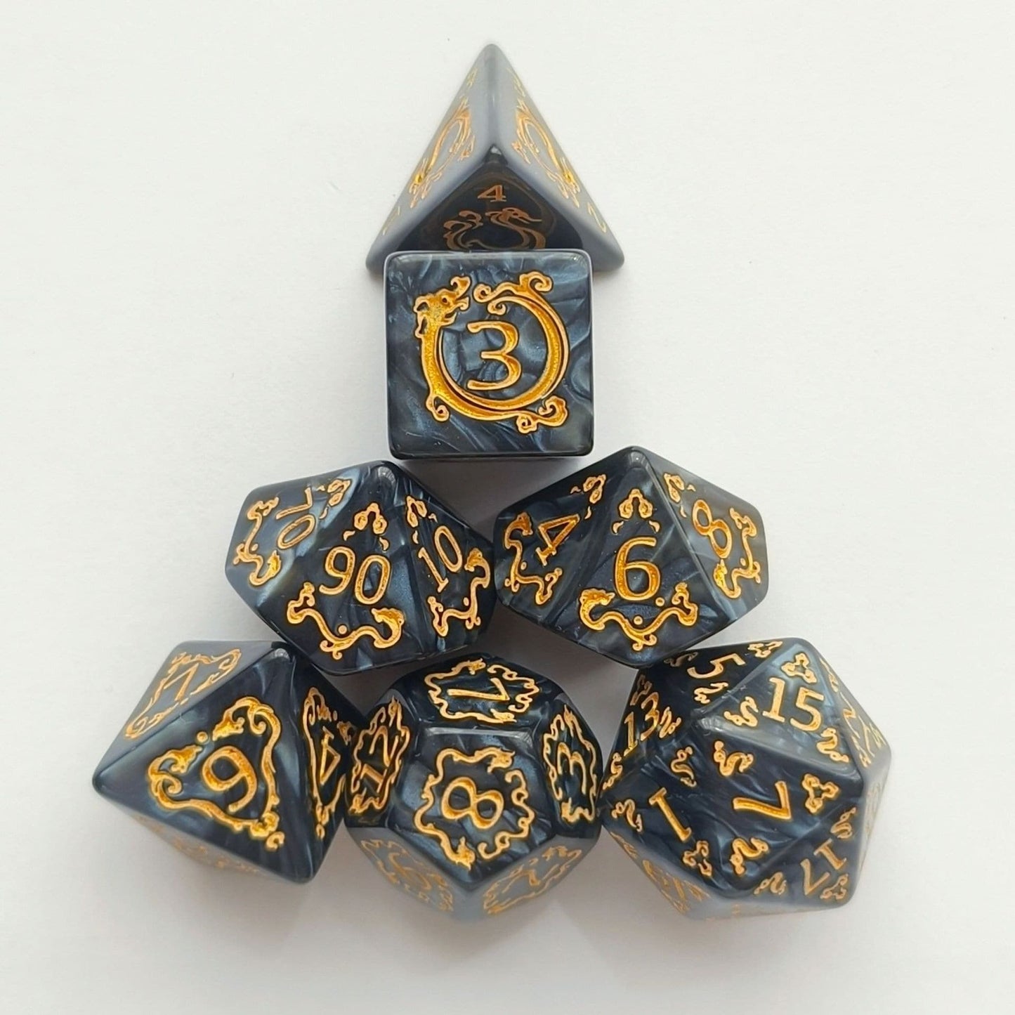 Acrylic Dice Dragon Scale Zodiac Polyhedral DnD D&D Dice Set