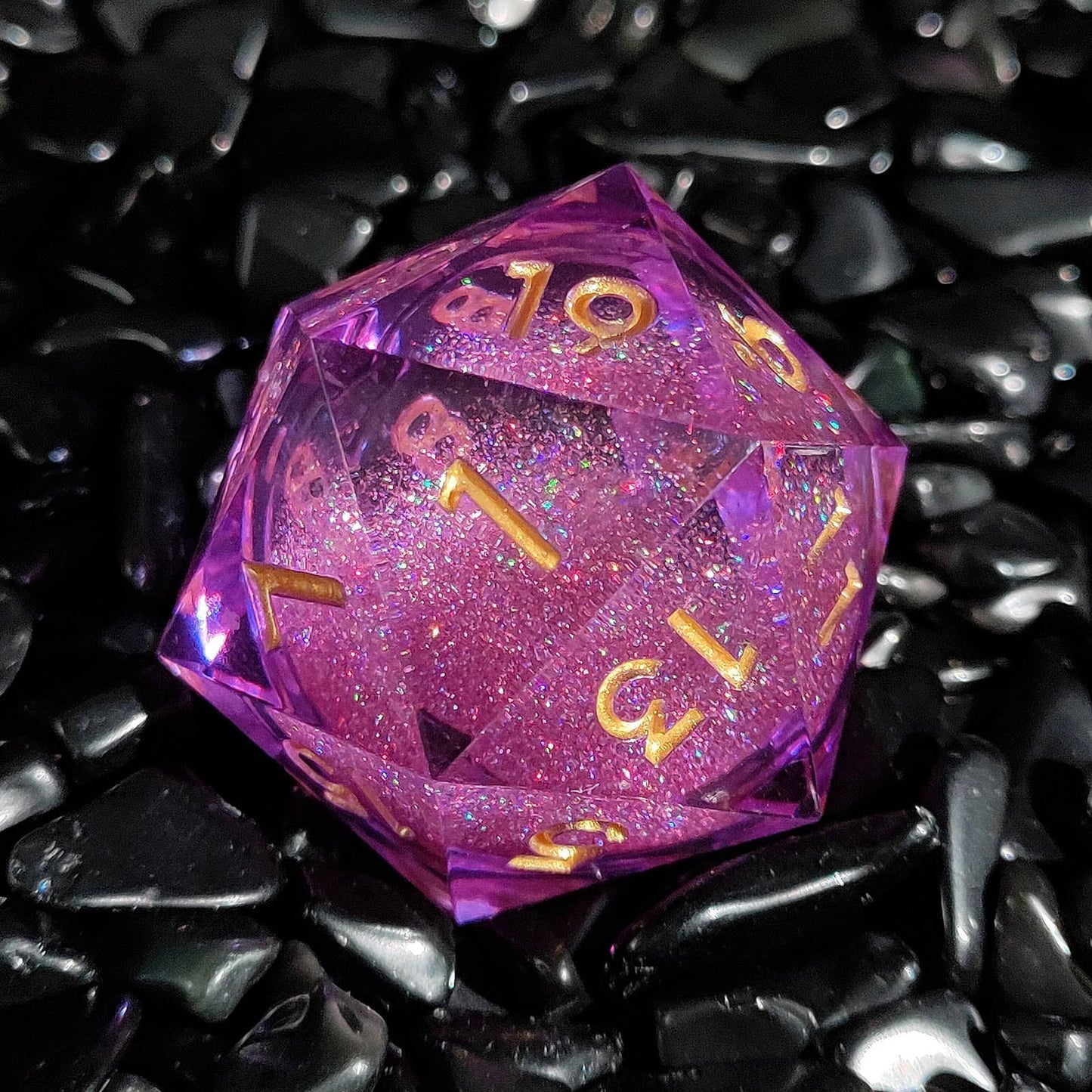 Resin Dice ‌35mm Resin Liquid Core D20 with Glitter‌ DnD D&D Dice Set