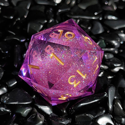 Resin Dice ‌35mm Resin Liquid Core D20 with Glitter‌ DnD D&D Dice Set