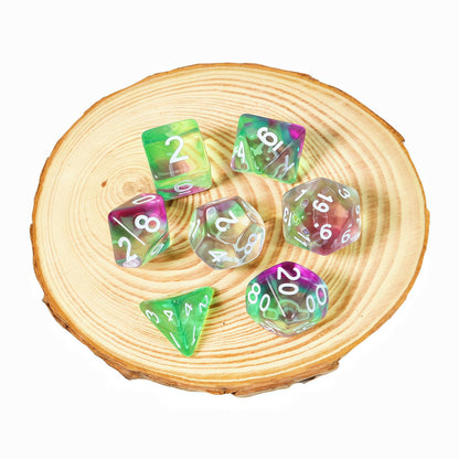Acrylic Dice Tri-Color Polyhedral DnD D&D Dice Set