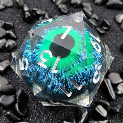 Resin Dice 55mm Resin Drifting Sand Dragon's Eye Design d20 DnD D&D Dice Set