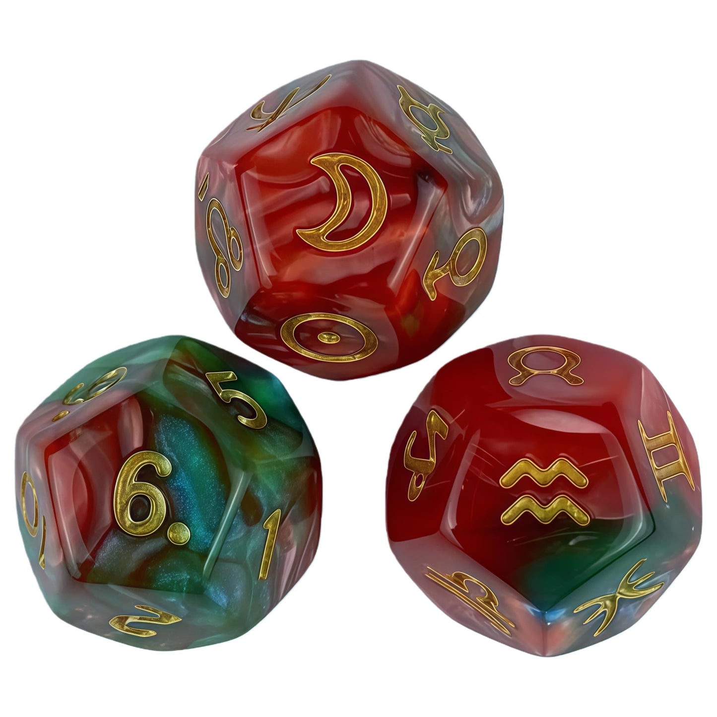 Acrylic Dice ‌12-Zodiac Polyhedral DnD D&D Dice Set