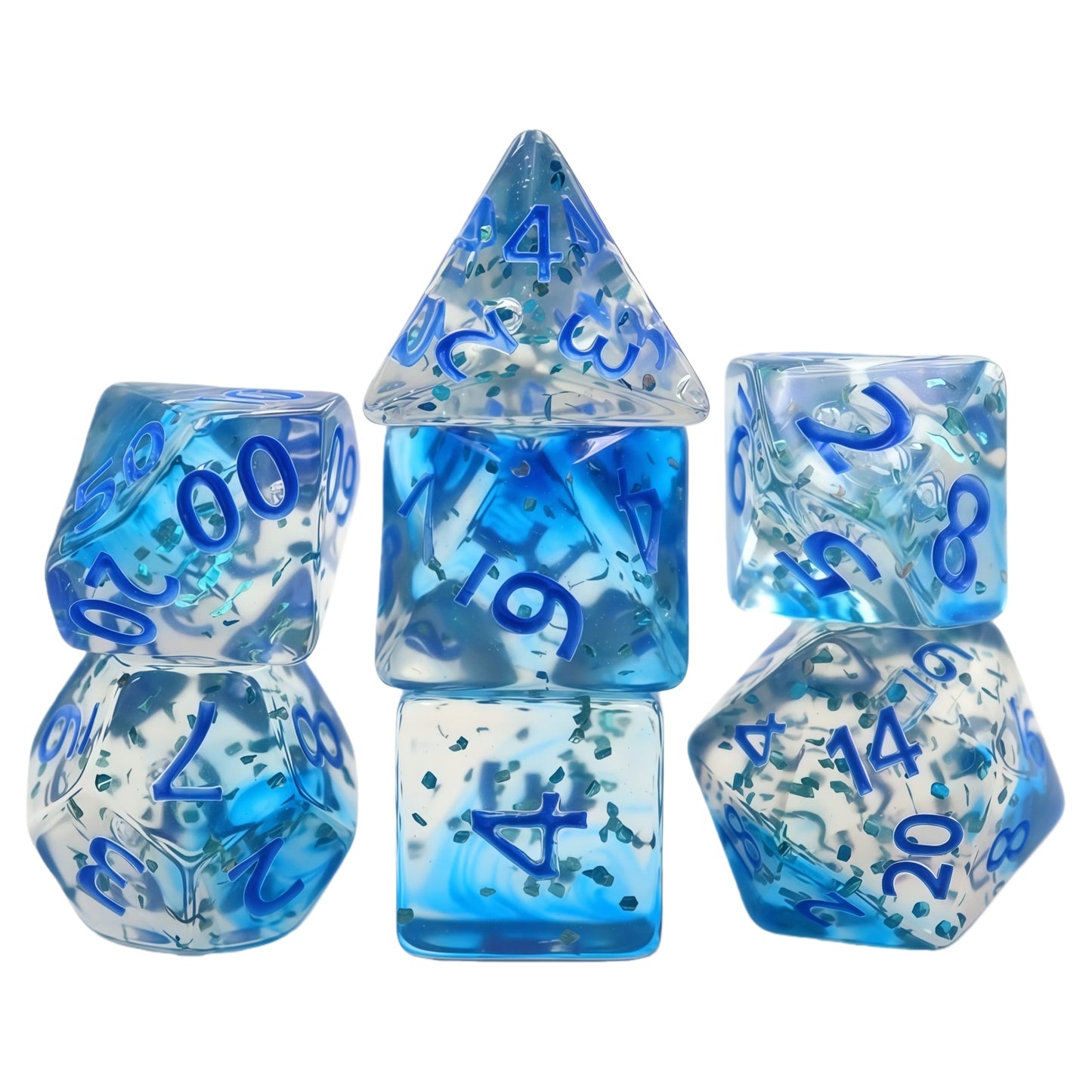 Acrylic Dice Wispy Duo-Tone Chameleon Polyhedral DnD D&D Dice Set