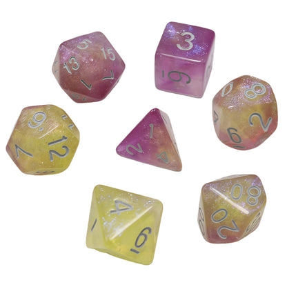 Acrylic Dice Galaxy Tri-Shift Chameleon Glitter Polyhedral DnD D&D Dice Set