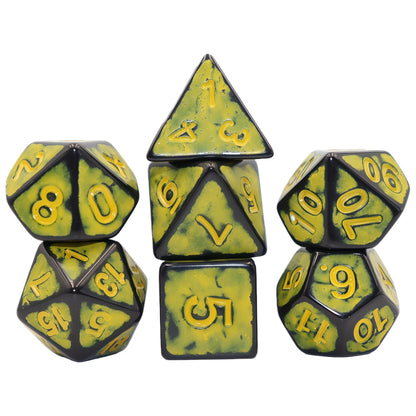 Acrylic Dice Antique Black Speckled Polyhedral DnD D&D Dice Set