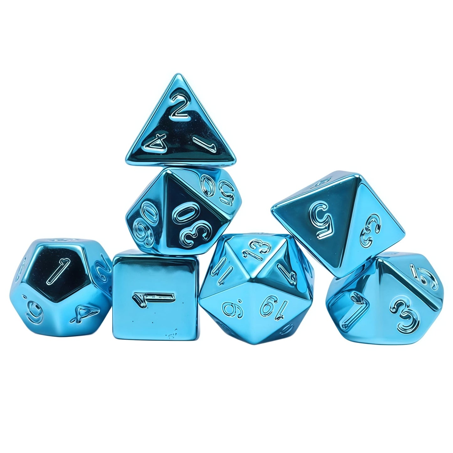 Acrylic Dice ‌Rainbow Electroplated Metallic Polyhedral DnD D&D Dice Set