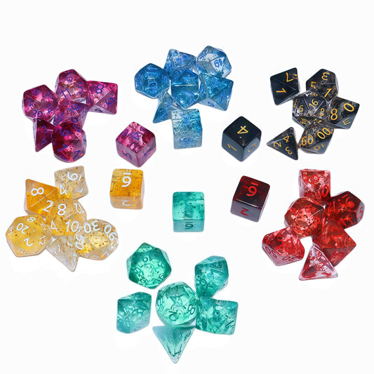 Acrylic Dice Wispy Duo-Tone Chameleon Polyhedral DnD D&D Dice Set