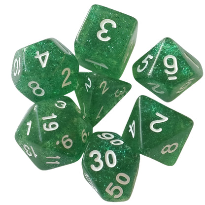 Acrylic Dice Verdant Camo Speckled Polyhedral DnD D&D Dice Set