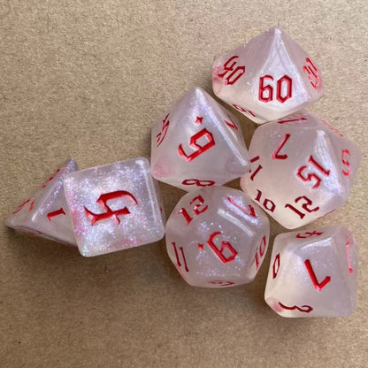 Acrylic Dice ‌White Chameleon Polyhedral DnD D&D Dice Set