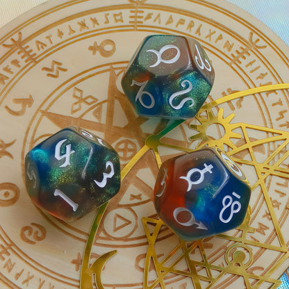 Acrylic Dice ‌D12-Sided Multi-Color Star Constellation Polyhedral DnD D&D Dice Set