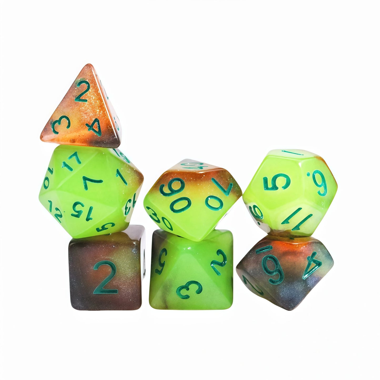 Acrylic Dice ‌Glow Galaxy Tri-Shift Chameleon Polyhedral DnD D&D Dice Set