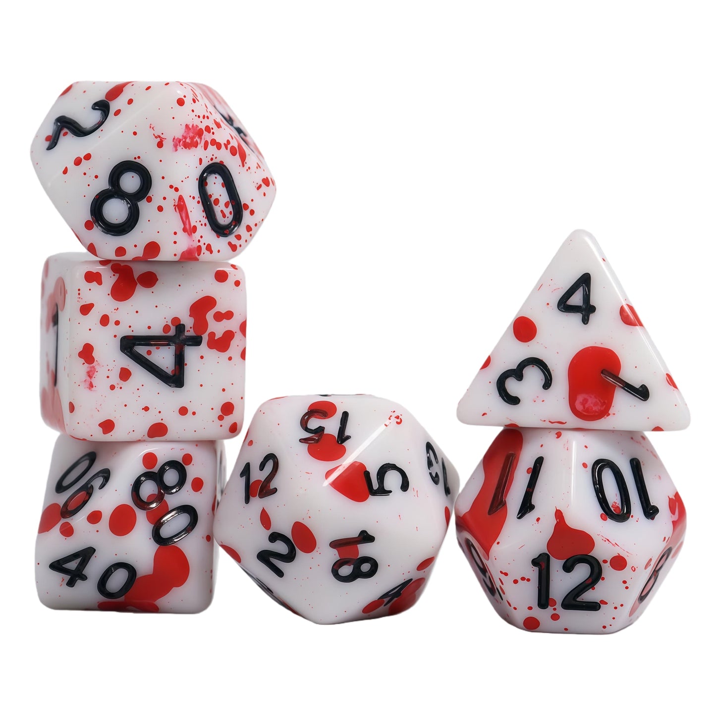 Acrylic Dice ‌Solid Blood Crimson Polyhedral DnD D&D Dice Set